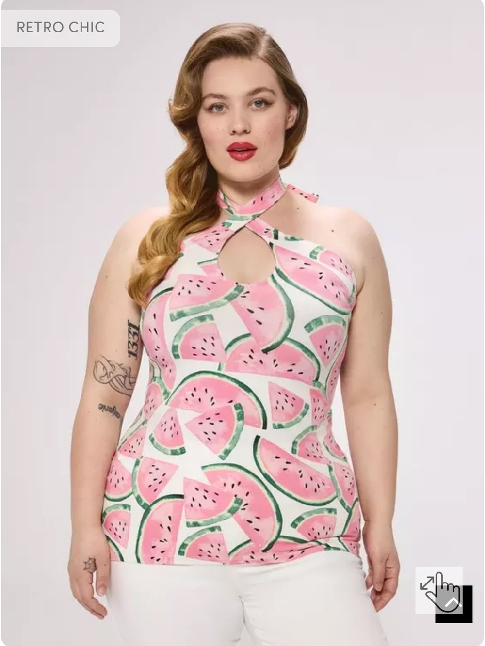 torrid Pink & White Watermelon Halter Tank